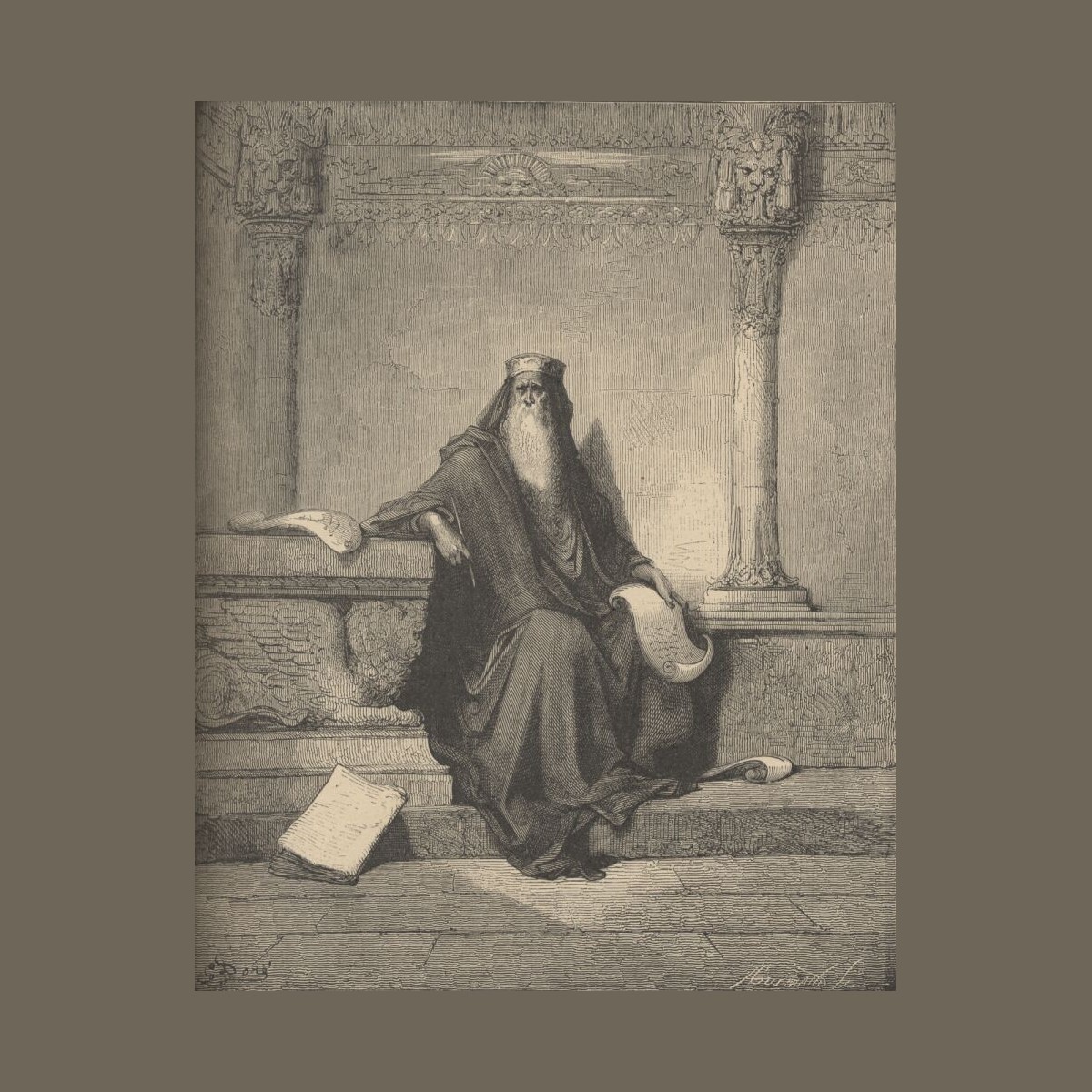 Solomon's Temples — King Solomon enthroned (Doré)